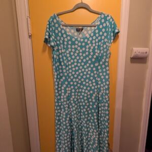 Turquoise Polka Dot Women’s Dress - Short Sleeve